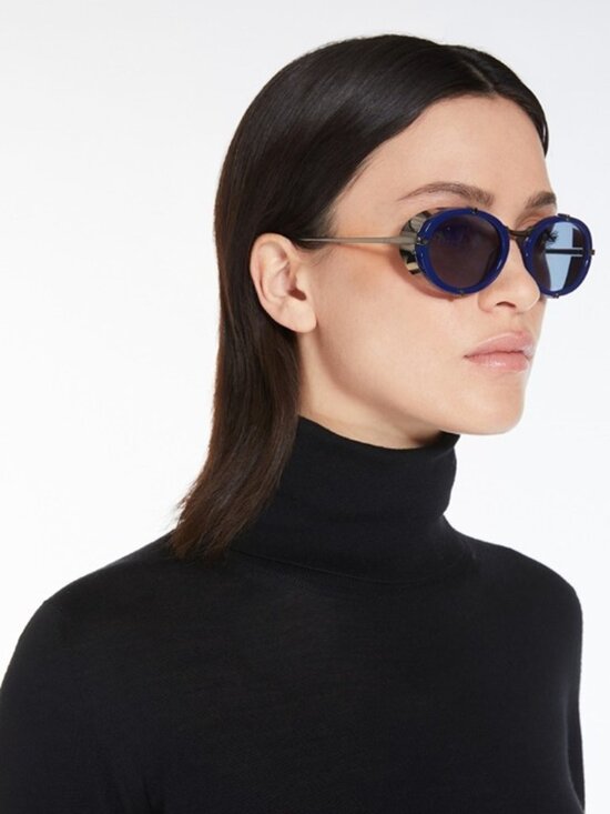 MaxMara SELMA MM0103 96N Sunglasses Shiny Dark Green Oval Frame, Green Lenses main image 6